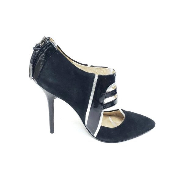 L.A.M.B. Gwen Stefani Black Suede Patent Leather Pointed Toe Heels Womens US 7M - Picture 8 of 9